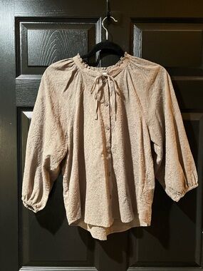 Evereve 100% Cotton Embroidered Peasant Blouse